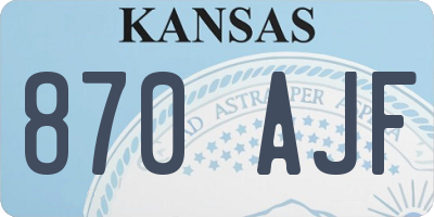 KS license plate 870AJF