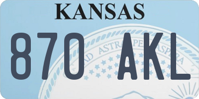 KS license plate 870AKL