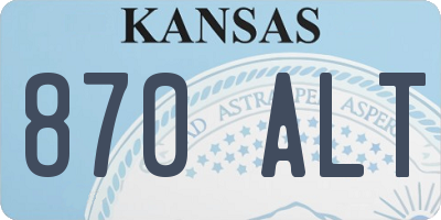 KS license plate 870ALT