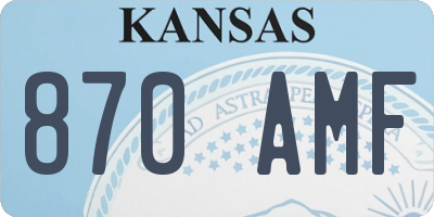 KS license plate 870AMF
