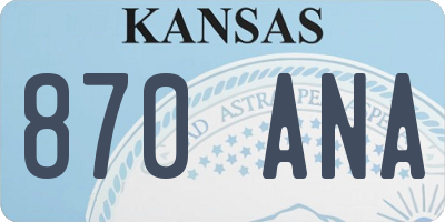 KS license plate 870ANA