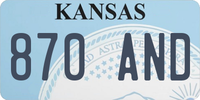 KS license plate 870AND