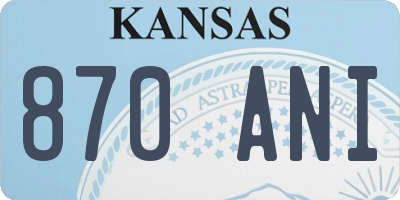 KS license plate 870ANI