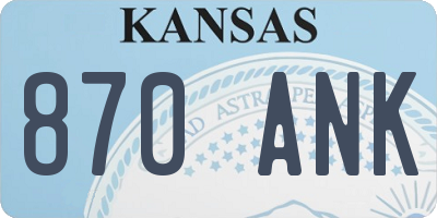 KS license plate 870ANK