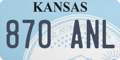KS license plate 870ANL