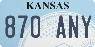 KS license plate 870ANY