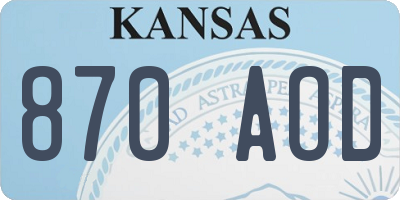 KS license plate 870AOD