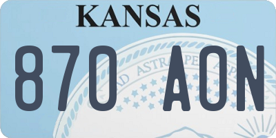 KS license plate 870AON