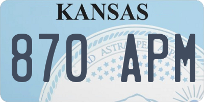 KS license plate 870APM