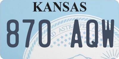 KS license plate 870AQW
