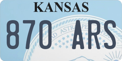 KS license plate 870ARS