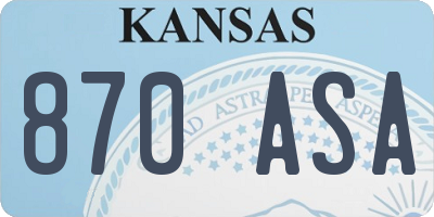 KS license plate 870ASA