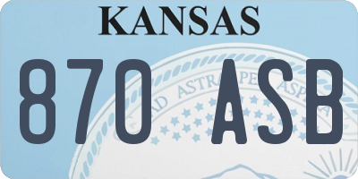 KS license plate 870ASB