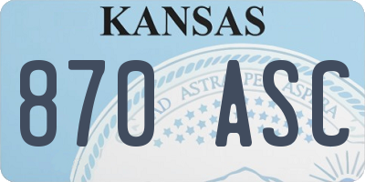 KS license plate 870ASC