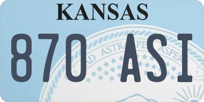 KS license plate 870ASI