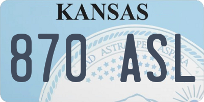 KS license plate 870ASL