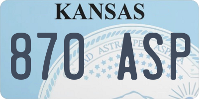 KS license plate 870ASP