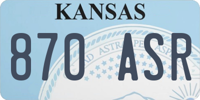 KS license plate 870ASR