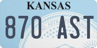 KS license plate 870AST