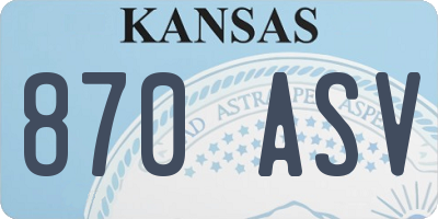 KS license plate 870ASV