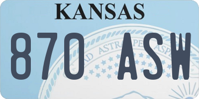 KS license plate 870ASW