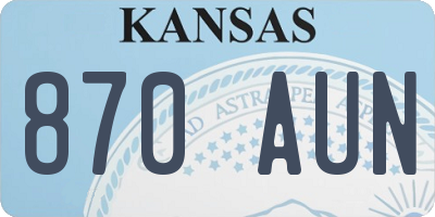 KS license plate 870AUN
