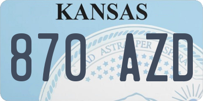 KS license plate 870AZD