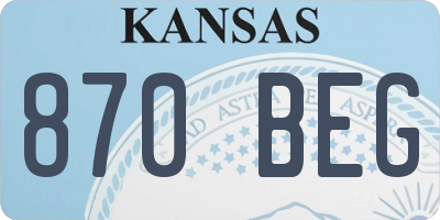 KS license plate 870BEG