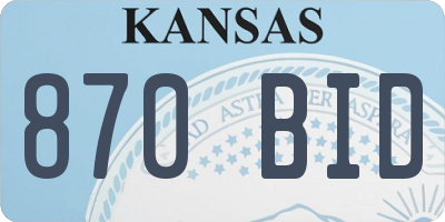 KS license plate 870BID