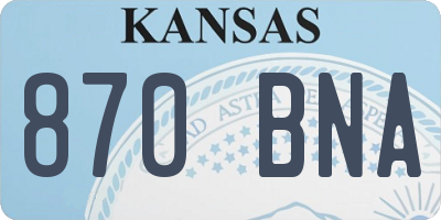 KS license plate 870BNA