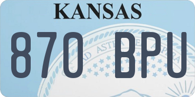 KS license plate 870BPU