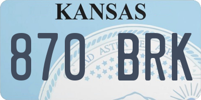 KS license plate 870BRK