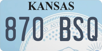 KS license plate 870BSQ