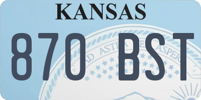 KS license plate 870BST