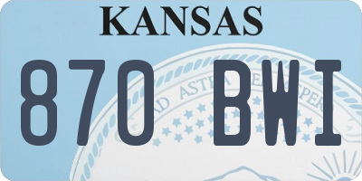 KS license plate 870BWI