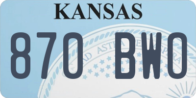 KS license plate 870BWO