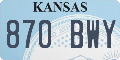 KS license plate 870BWY
