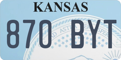 KS license plate 870BYT