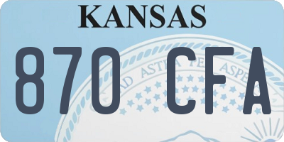 KS license plate 870CFA