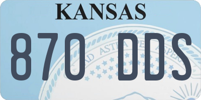 KS license plate 870DDS