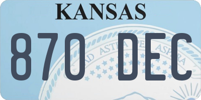 KS license plate 870DEC