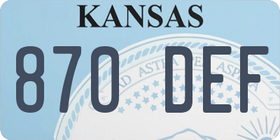KS license plate 870DEF