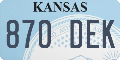 KS license plate 870DEK
