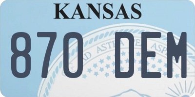 KS license plate 870DEM