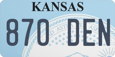 KS license plate 870DEN