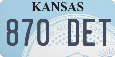 KS license plate 870DET