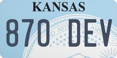 KS license plate 870DEV