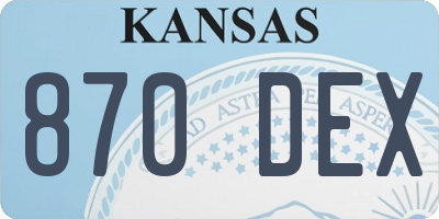 KS license plate 870DEX