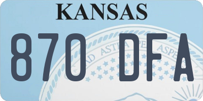 KS license plate 870DFA