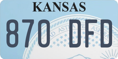 KS license plate 870DFD